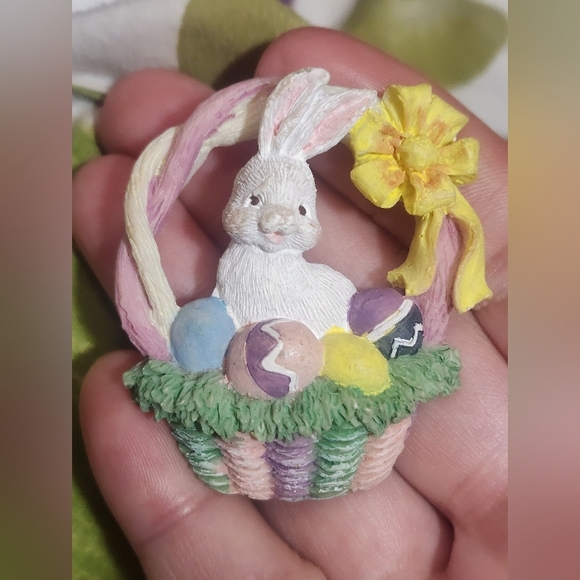 Bunny in Easter basket . Lapel Pin - Picture 5 of 6